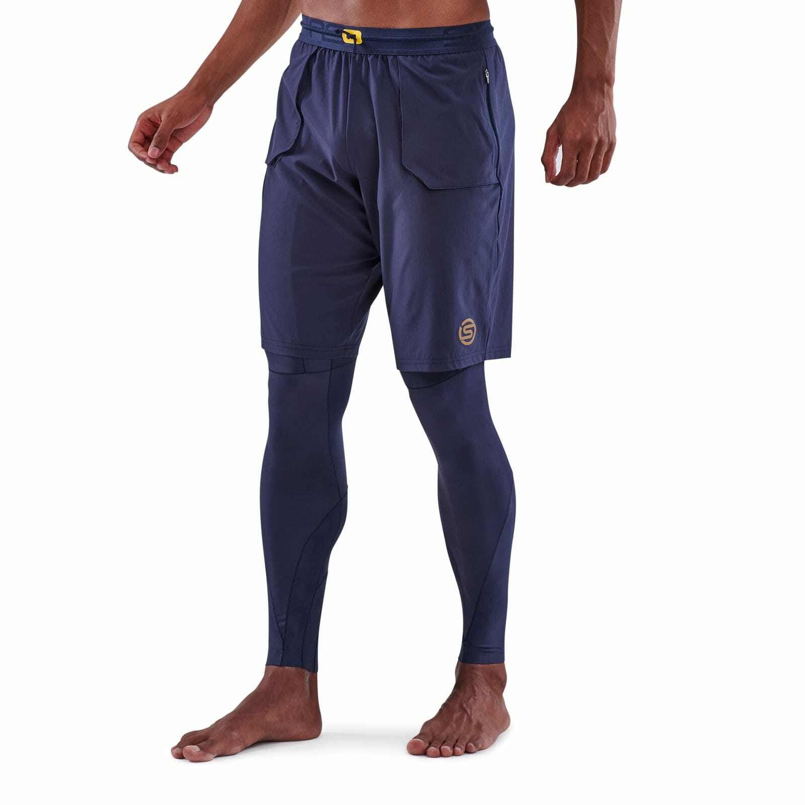 SKINS SERIES-5 MEN'S TRAVEL AND RECOVERY LONG TIGHTS NAVY BLUE - SKINS  Compression UK
