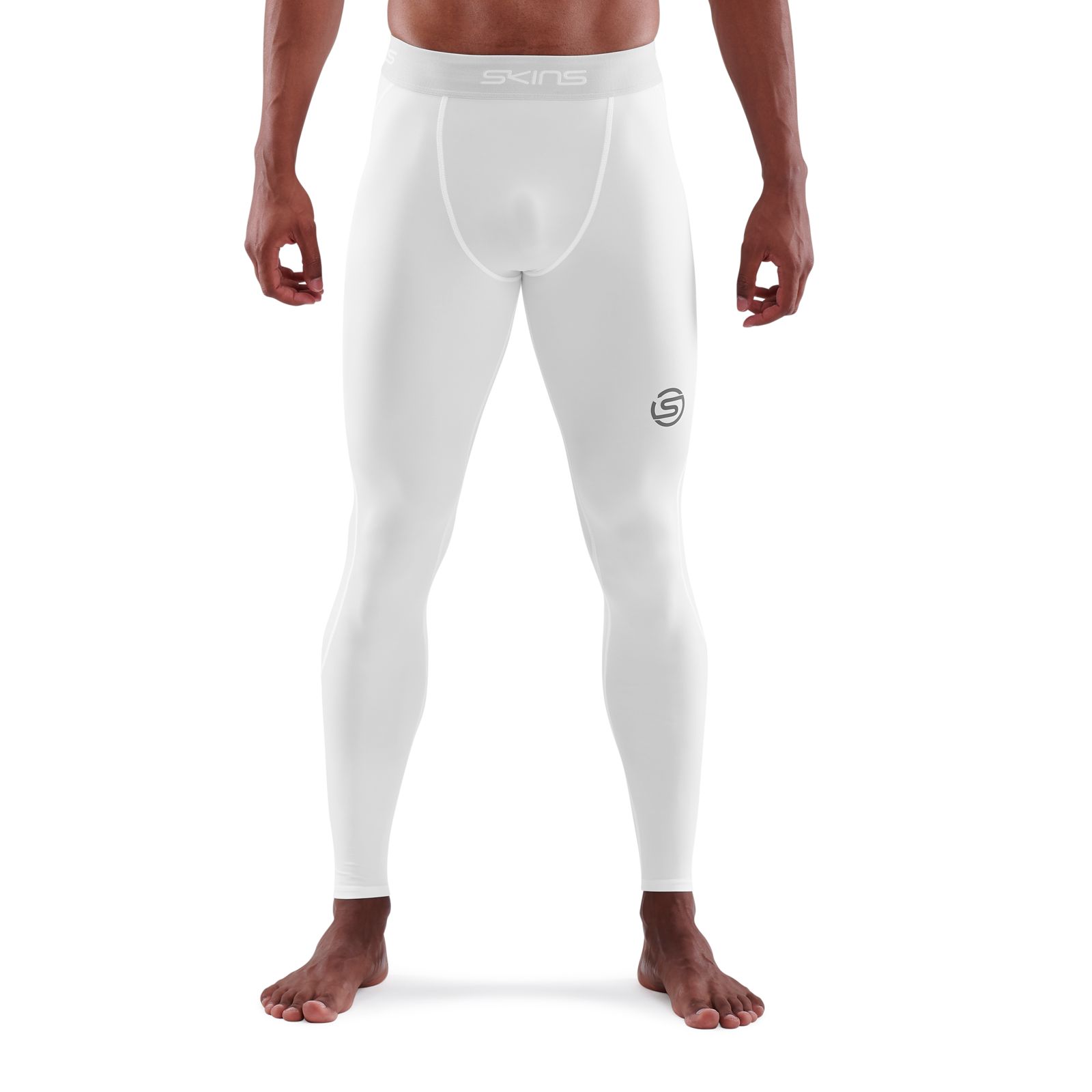 SKINS Compression Series-1 Active Men White Long Tights Activewear/Fitness  - White<!-- -->