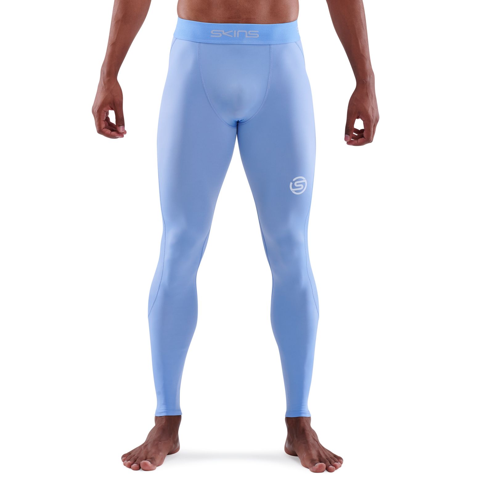 Men Running Tights Light Blue Training Gym Leggings Man
